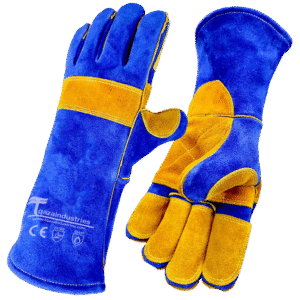 Heat Resistant Safety Welding Gloves Blue Yellow (IT-100)
