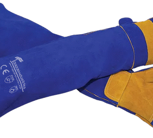 Blue 680mm Leather Welding Gloves Long Extended Cuff Gauntlet (IT-105)