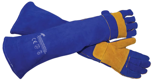 Blue 680mm Leather Welding Gloves Long Extended Cuff Gauntlet (IT-105)