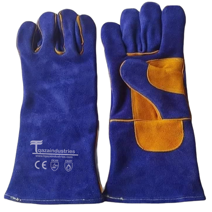 Reinforced Blue With Yellow Palm Welding Gloves (IT-134)